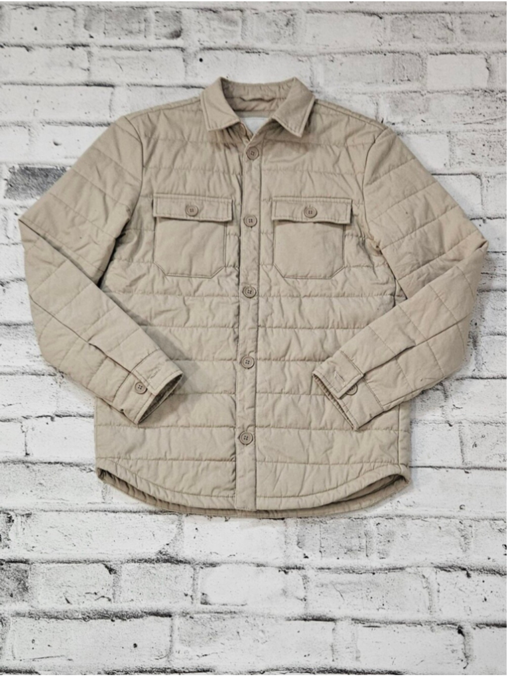 Jack & Jones Produkt Mens Quilted Overshirt Jacket Beige Size S